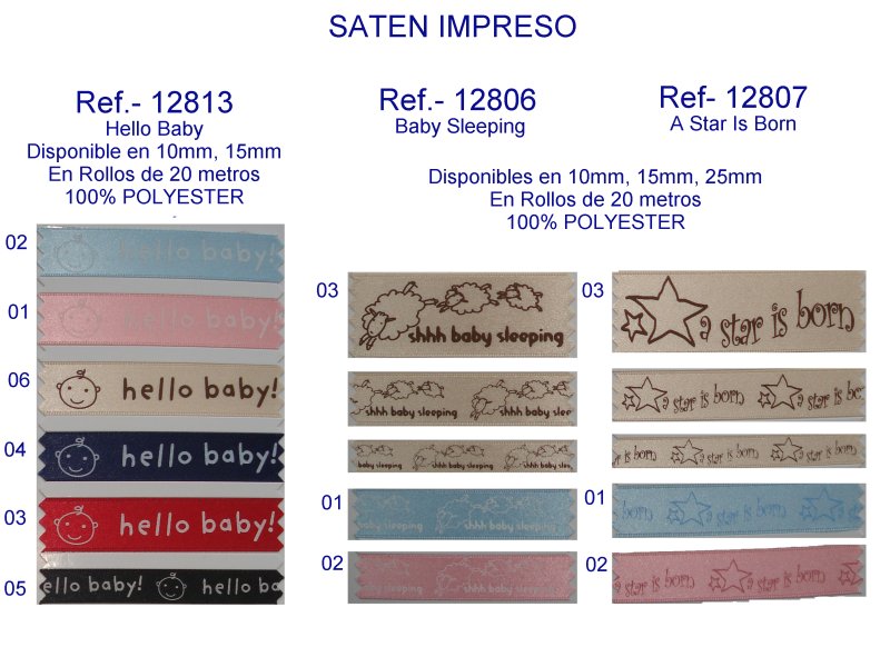 * CLICK para AMPLIAR IMAGEN * Confección y Mercerías - Cintas Saten - 12813-12806-12807 - DECOCINTA: Cintas textiles, decorativas y de moda. Lazos.