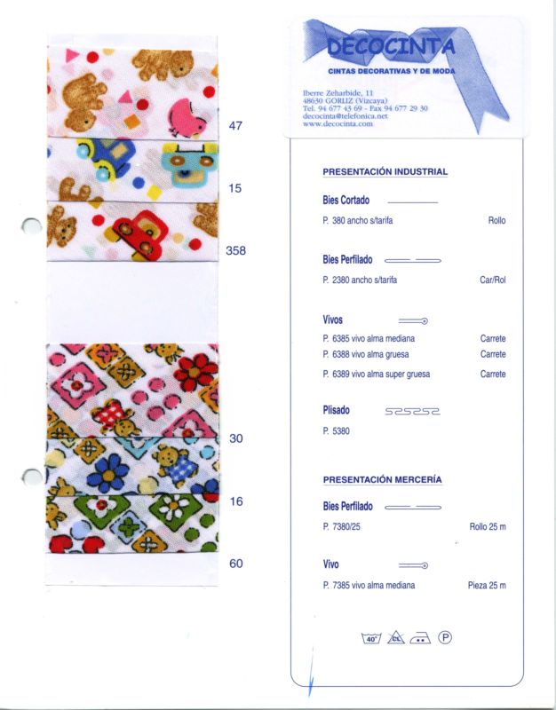 * CLICK para AMPLIAR IMAGEN * Confección y Mercerías - Cintas al Bies - Bieses - 7380 - 7385 - DECOCINTA: Cintas textiles, decorativas y de moda. Lazos.